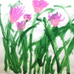 painting of pink flowers